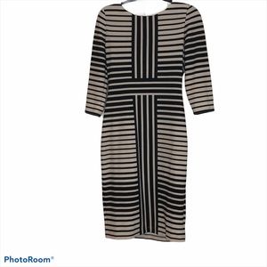 Bodycon Black and cream stripe dress